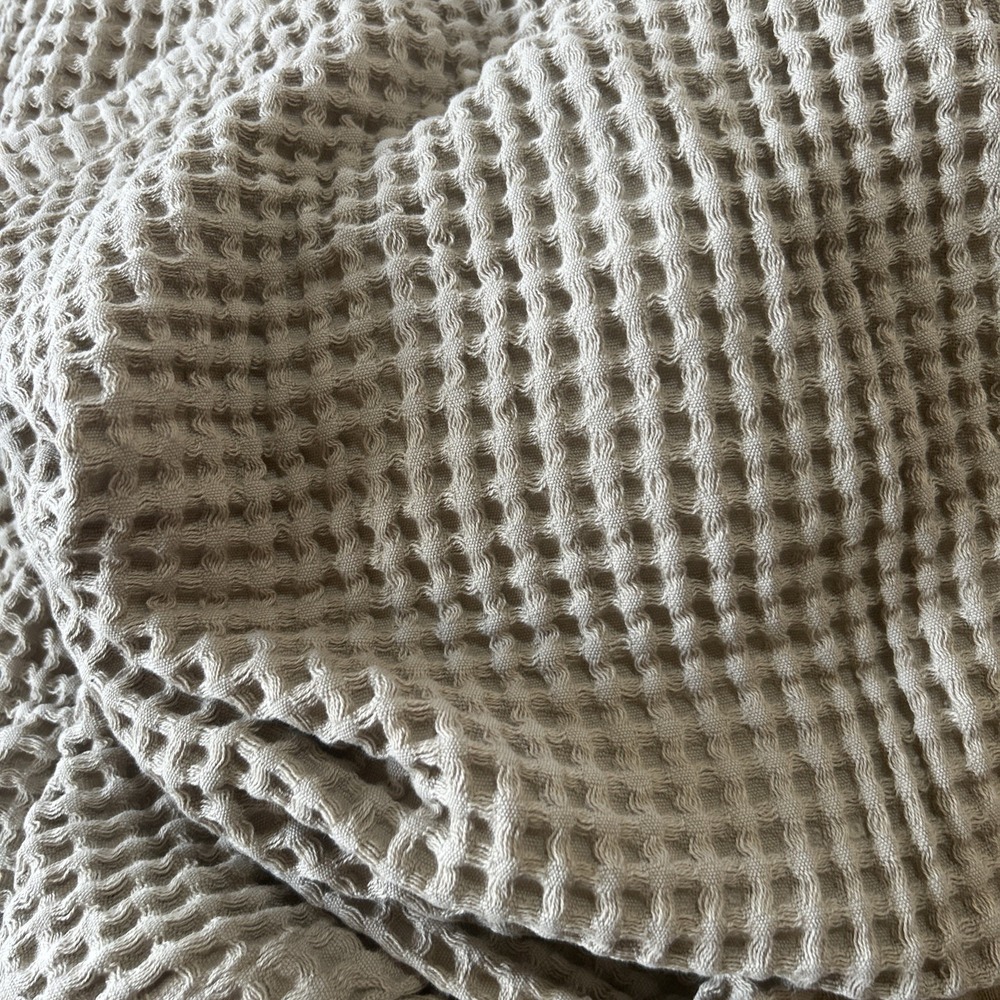 Market Place Beige Waffle Blanket 100% Cotton NWOT Made In India 80x88 Inches